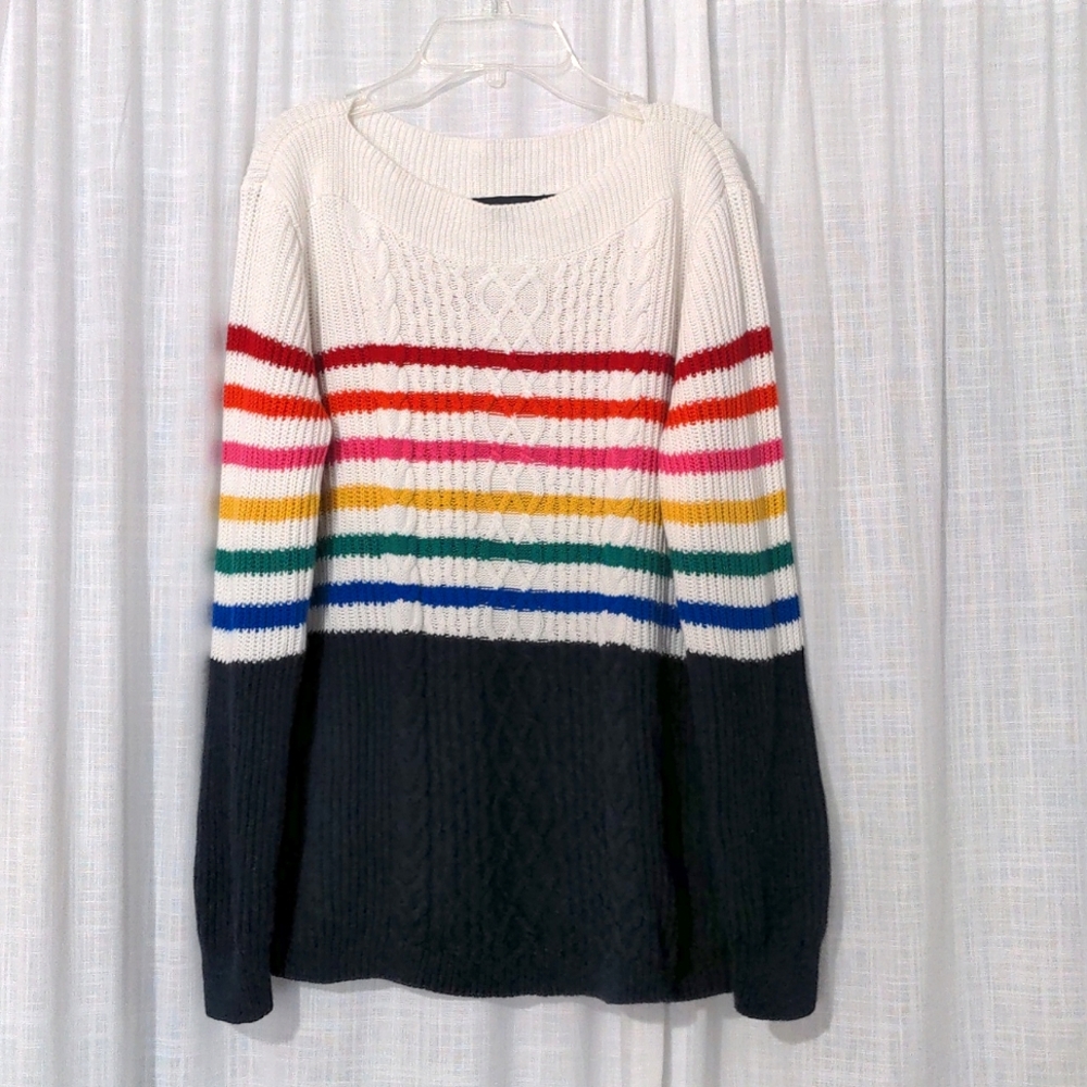 Tommy Hilfiger Cable Knit Rainbow Sweater
